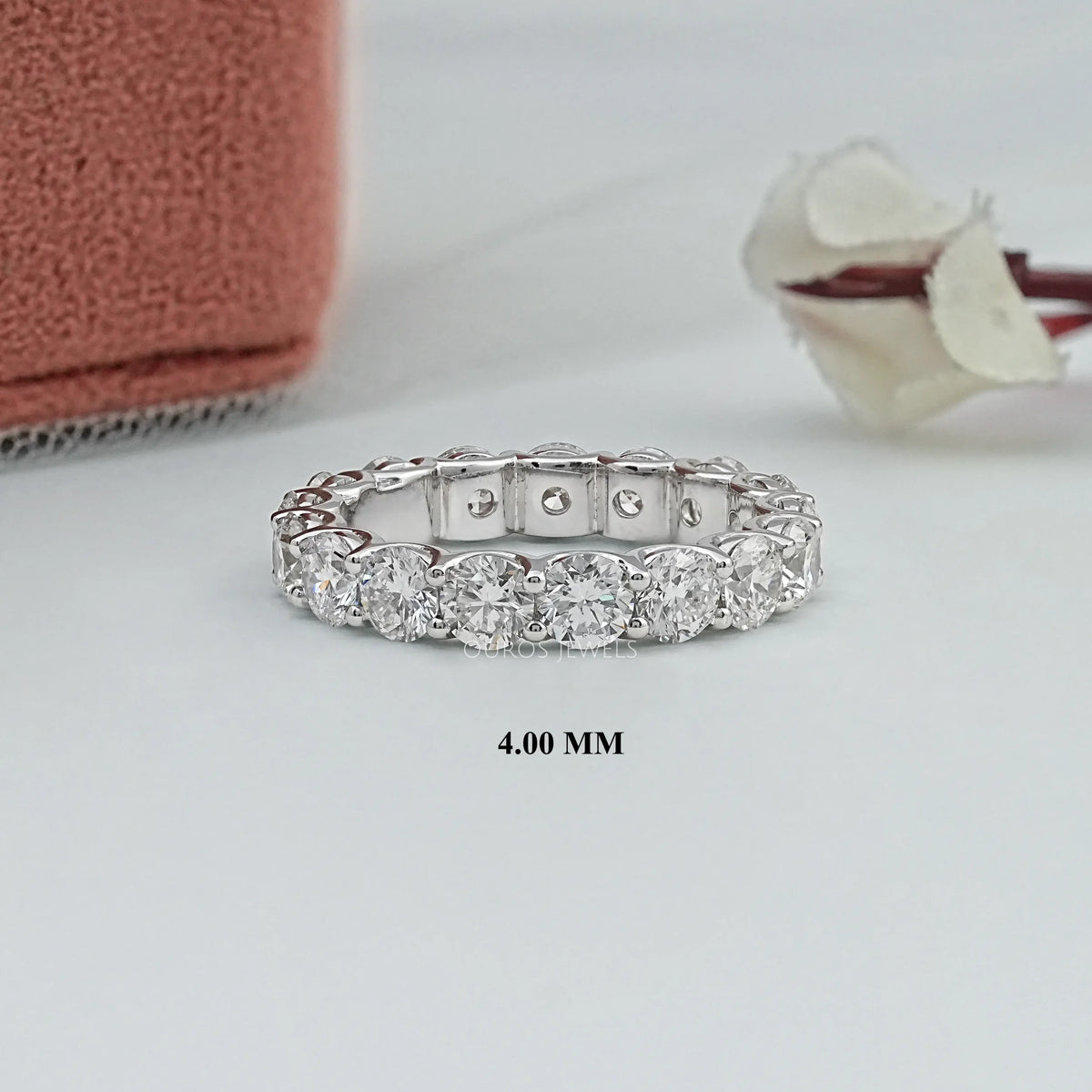 Round Diamond Eternity Wedding Band 14K White Gold - 4.00 MM 7.00 US Ring