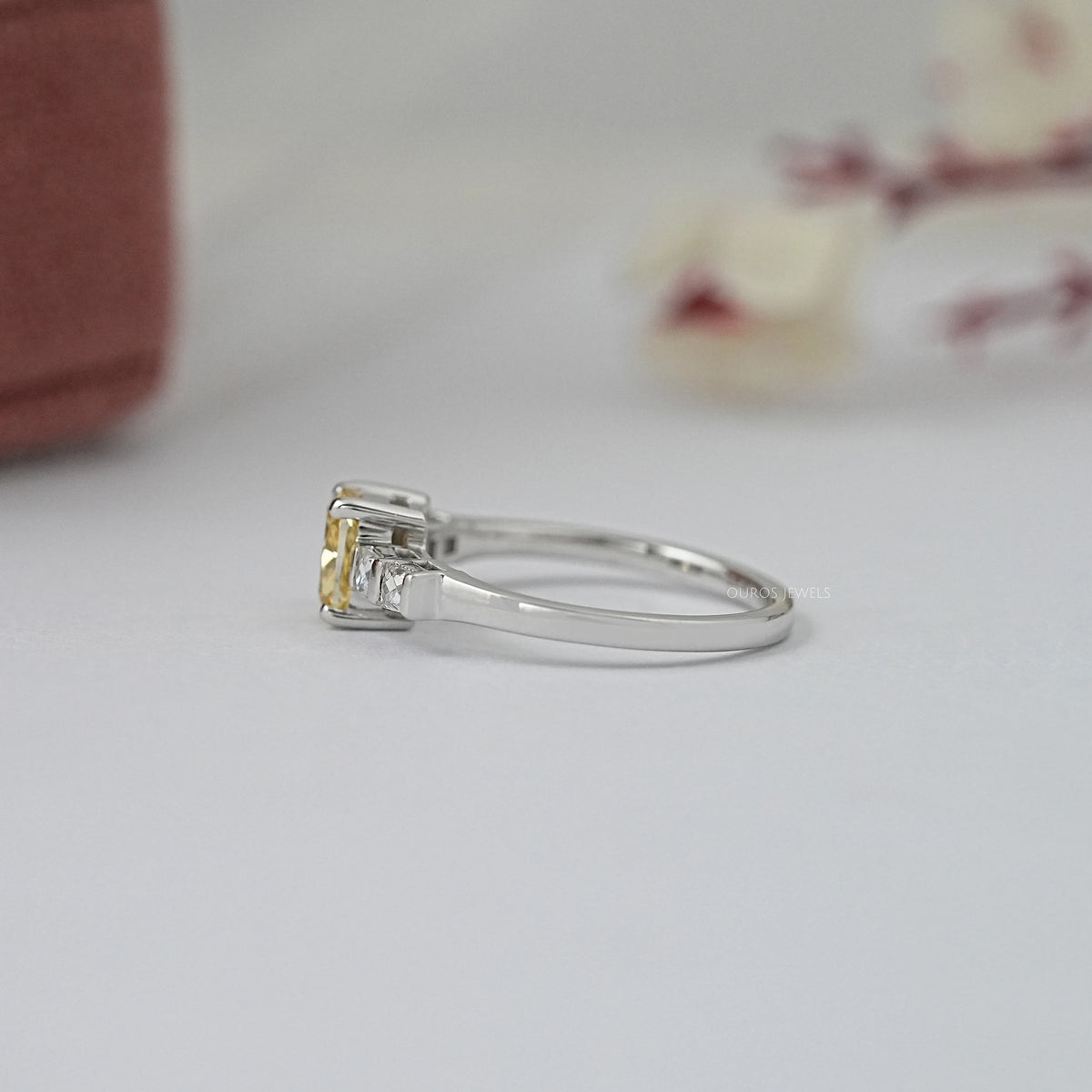 Yellow Cushion Lab Diamond Engagement Ring Rings