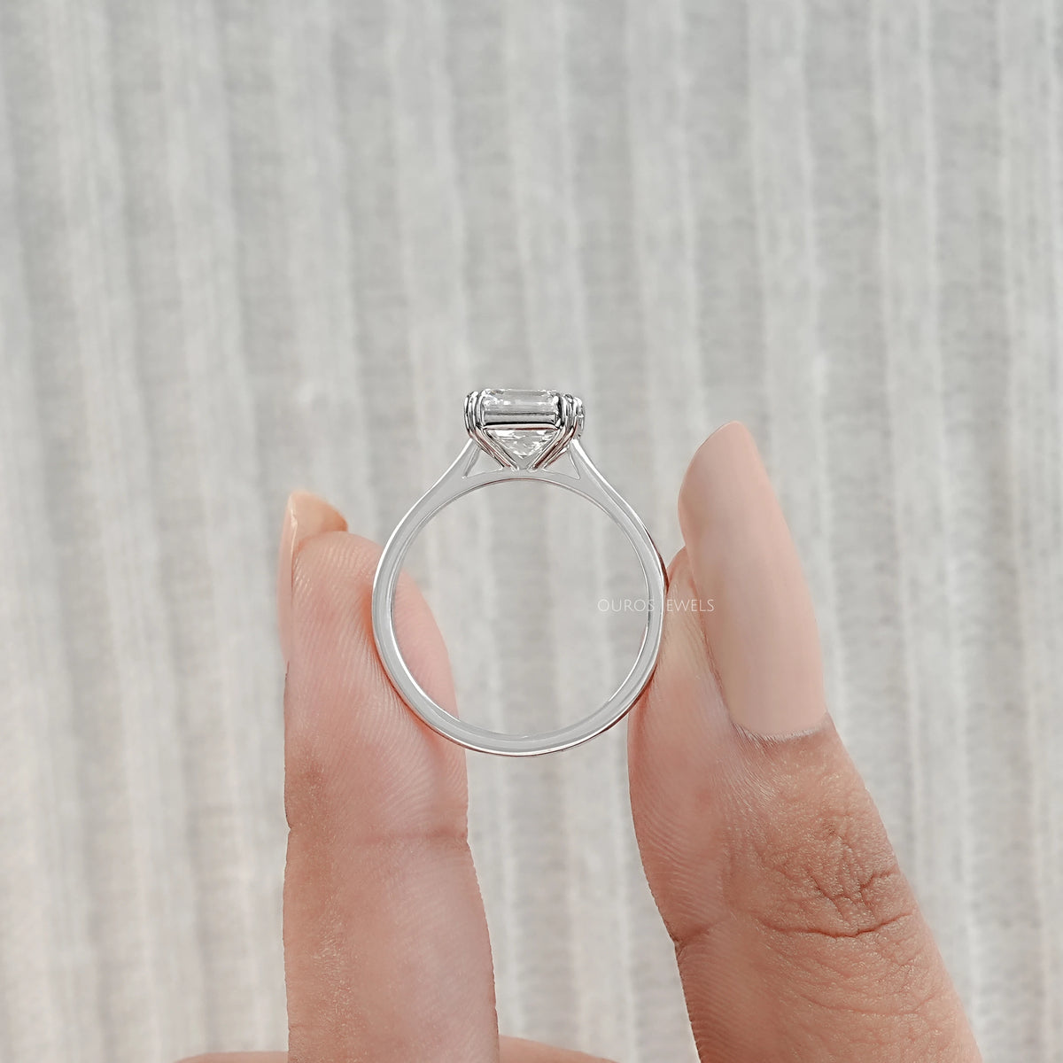 Asscher Cut Solitaire Diamond Engagement Ring Rings