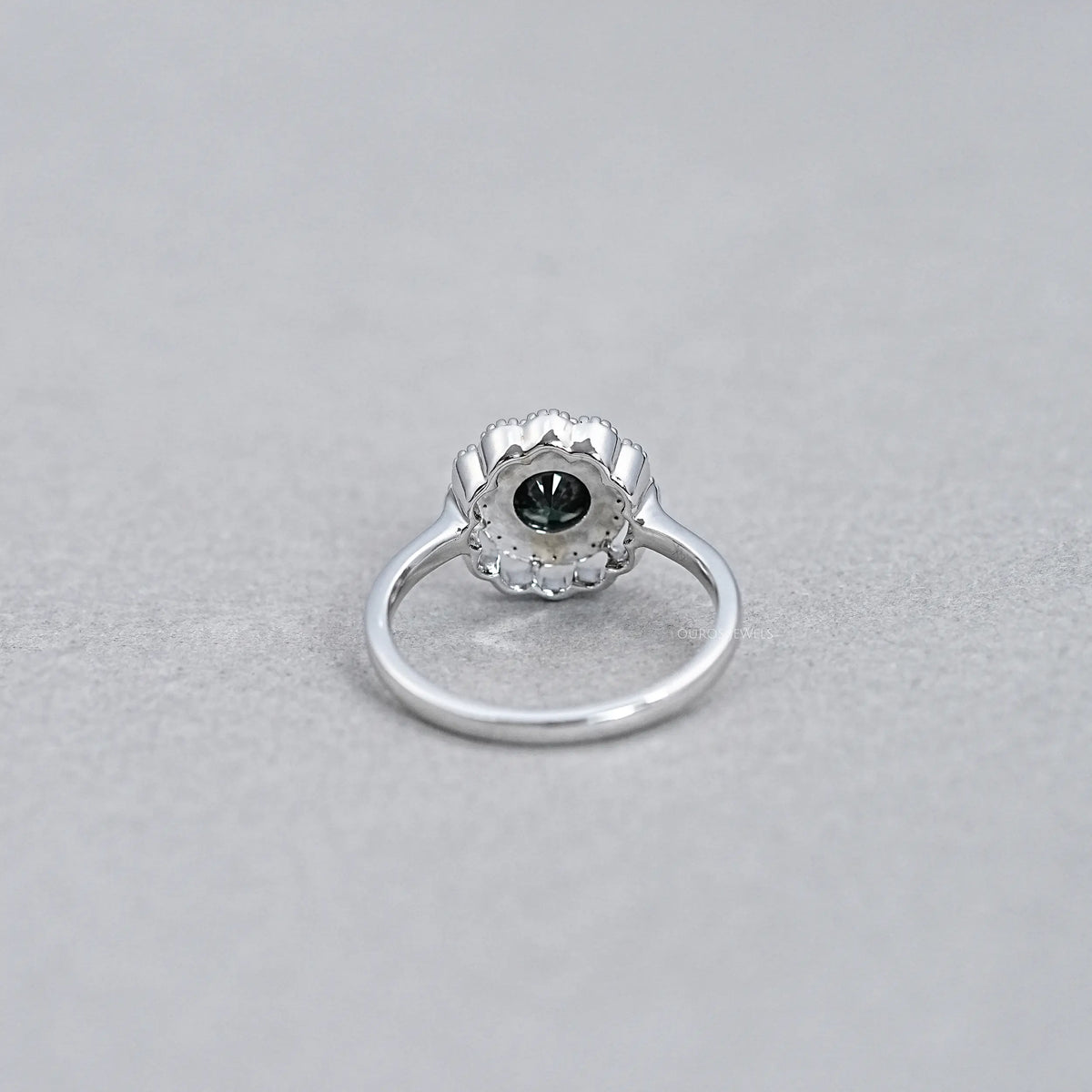 Double Halo Round Shape Black Diamond Engagement Ring Rings