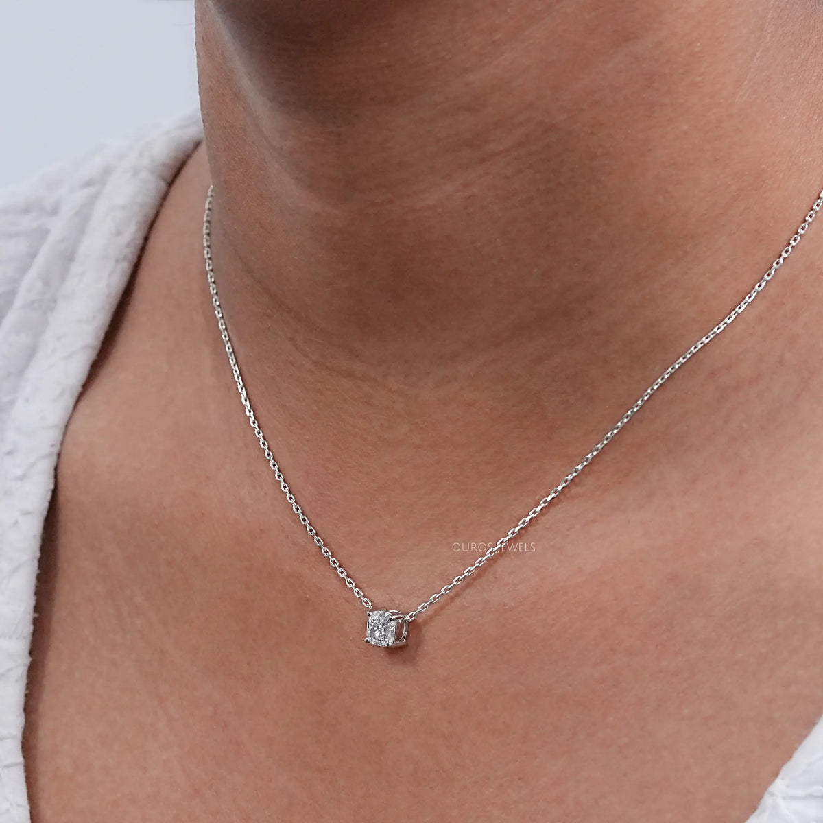 Certified Cushion Cut Lab Grown Diamond Pendant Necklaces