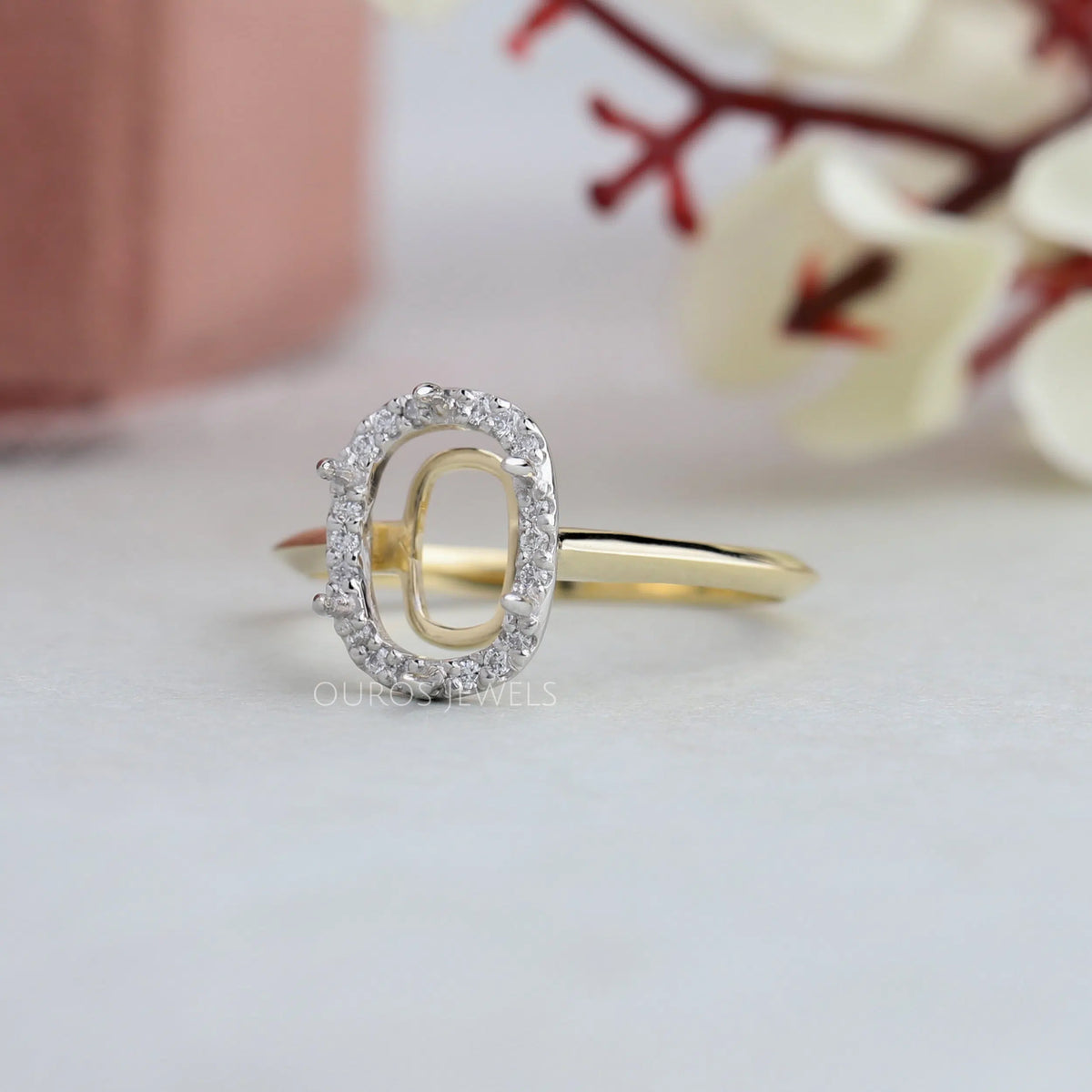 Semi Mount Cushion Cut Engagement Ring Ring
