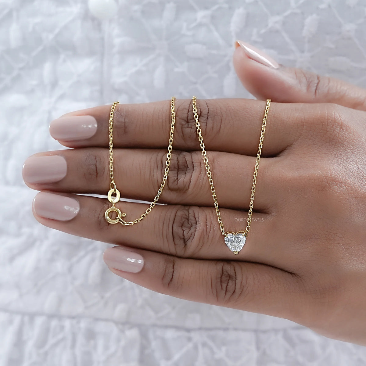 Heart Cut Lab Grown Diamond Solitaire Pendant Necklaces