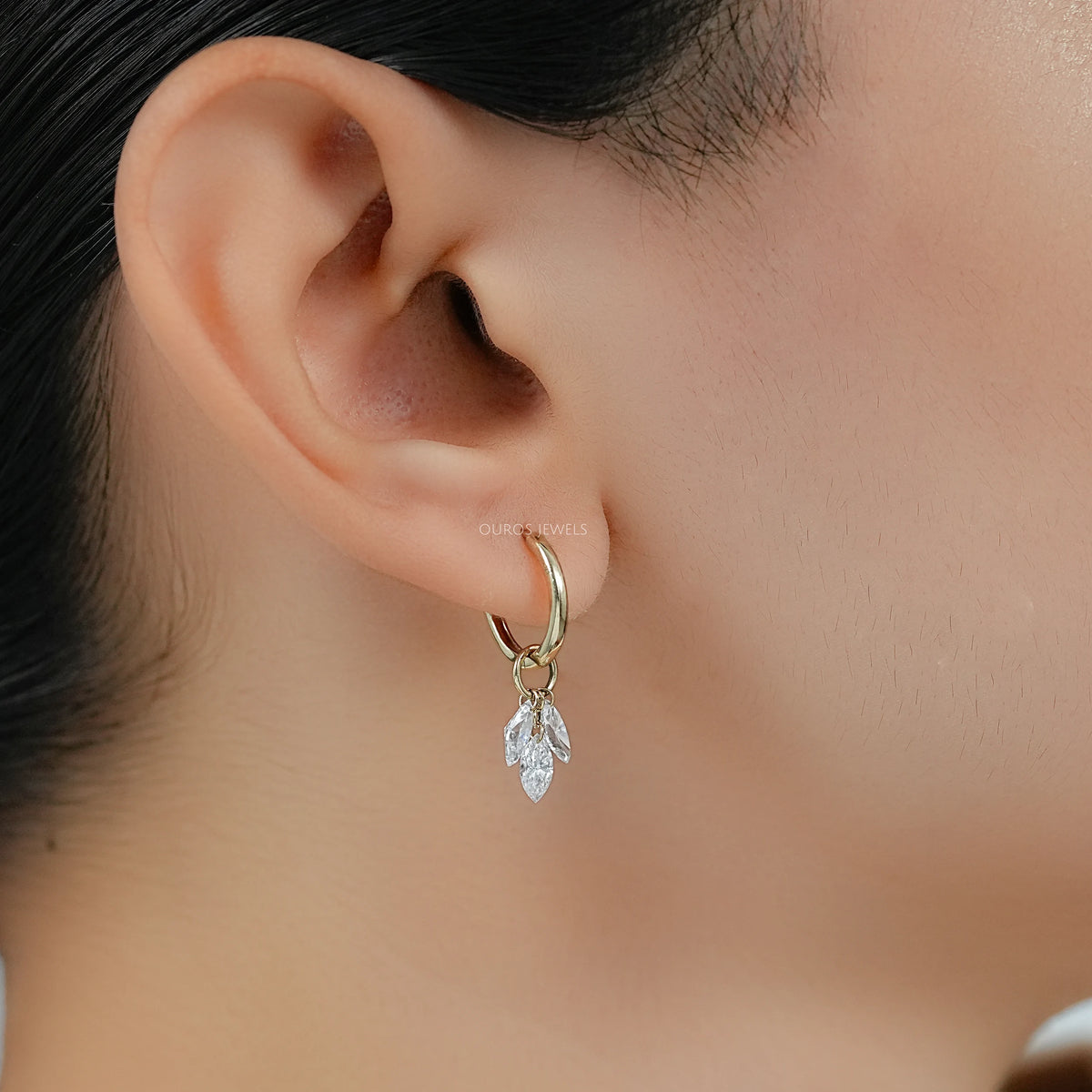 Marquise Drill Diamond Charm Hoop Earrings Earring