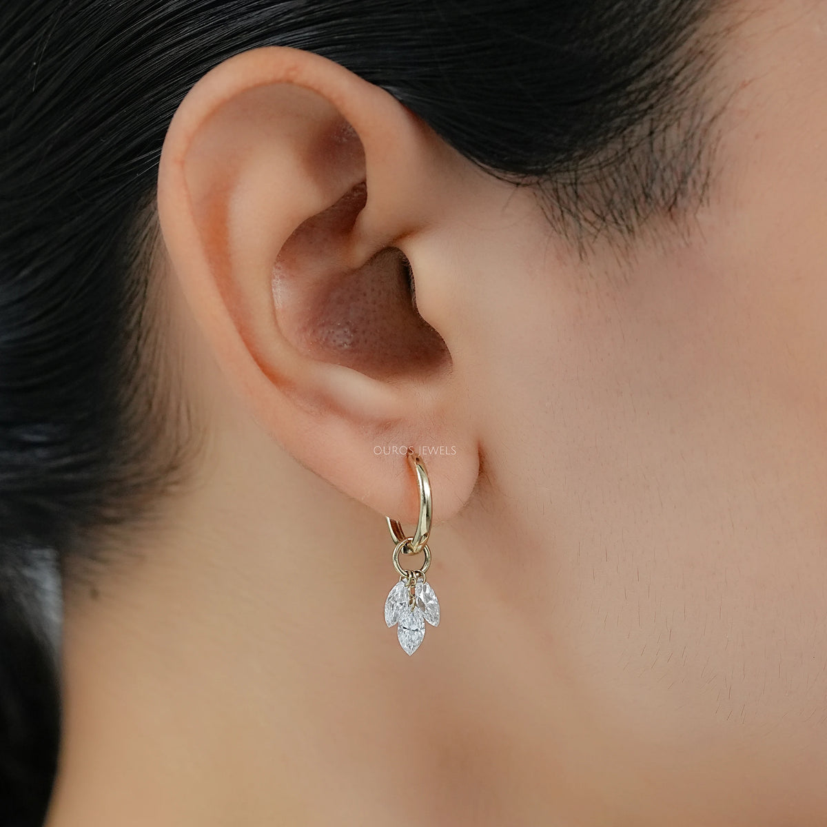 Marquise Drill Diamond Charm Hoop Earrings Earring