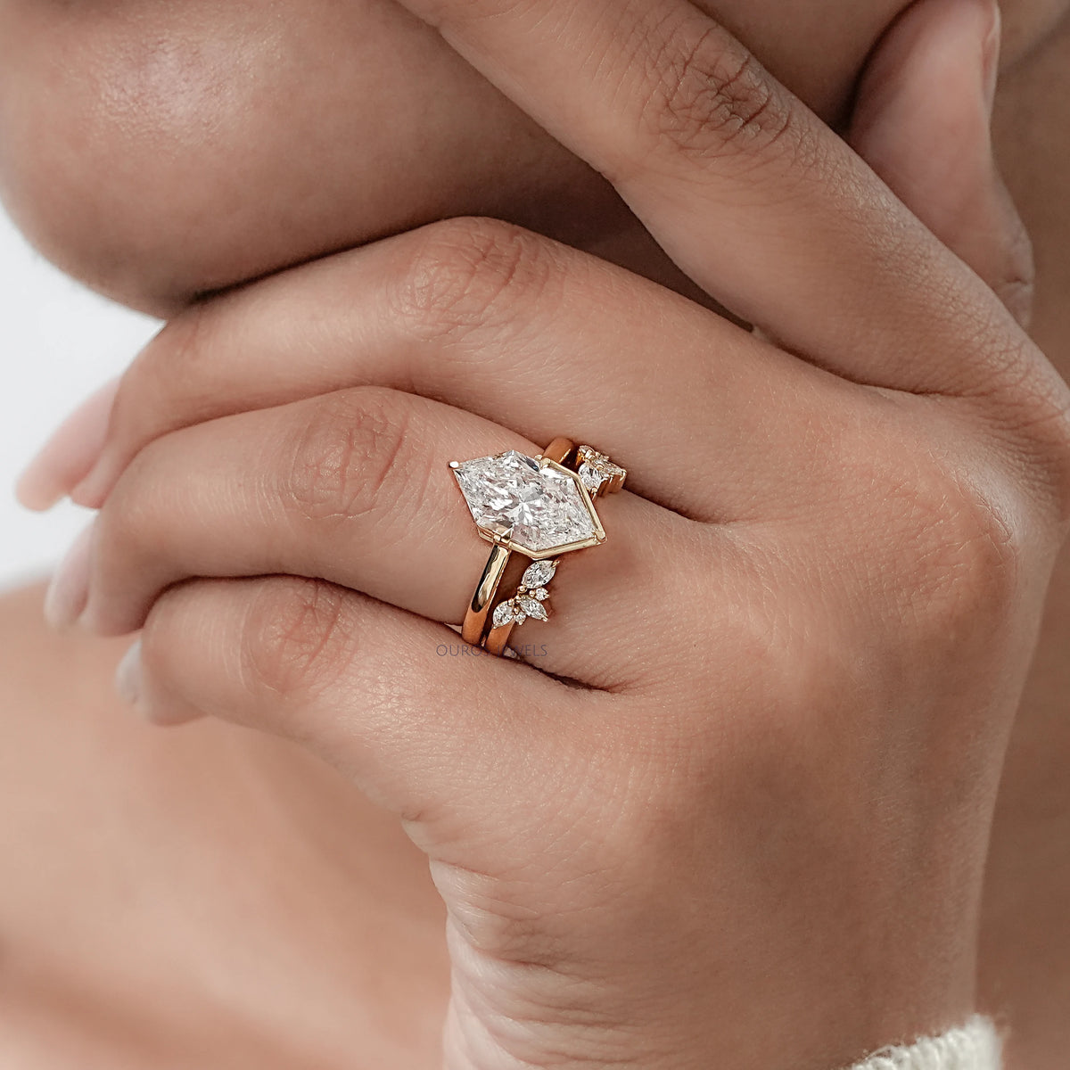 Dutch Marquise Shape Lab Diamond Ring Set Rings