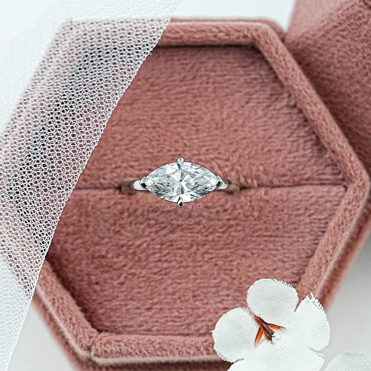 East West Marquise Diamond Solitaire Ring Ring