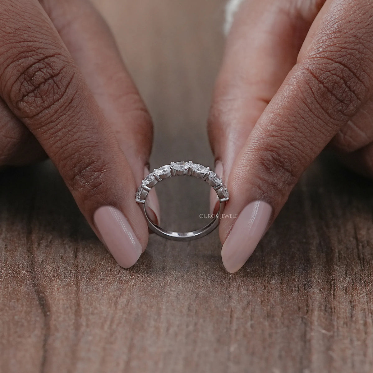 East West Oval Cut Lab Grown Diamond Wedding Band Rings