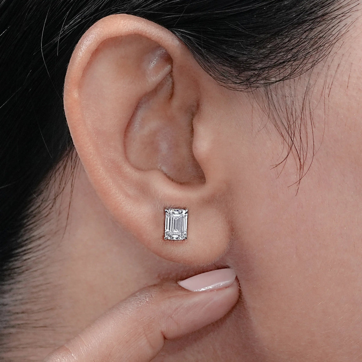 Emerald Cut Lab Grown Diamond Stud Earrings Earring