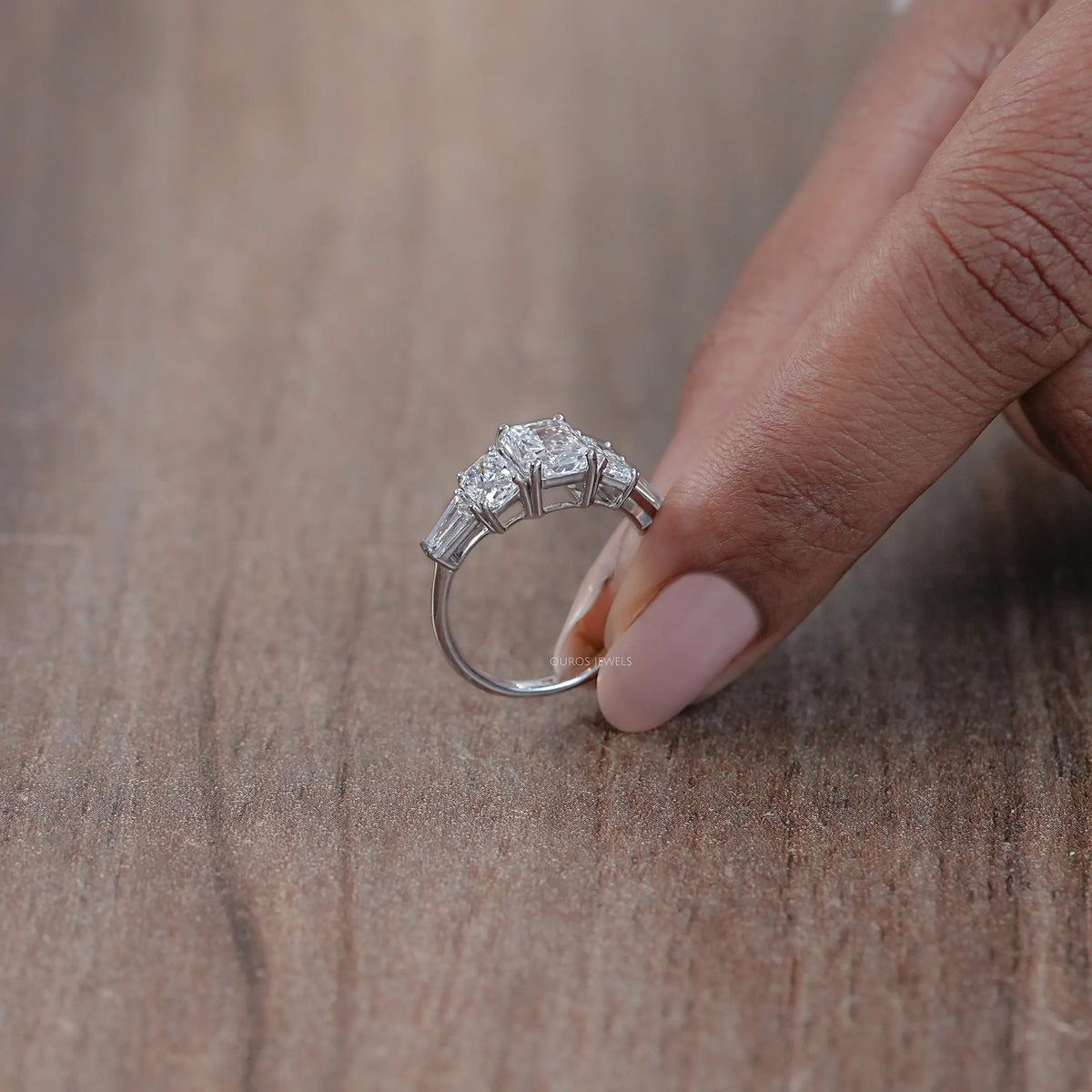 Radiant Lab Diamond Five Stone Engagement Ring Rings