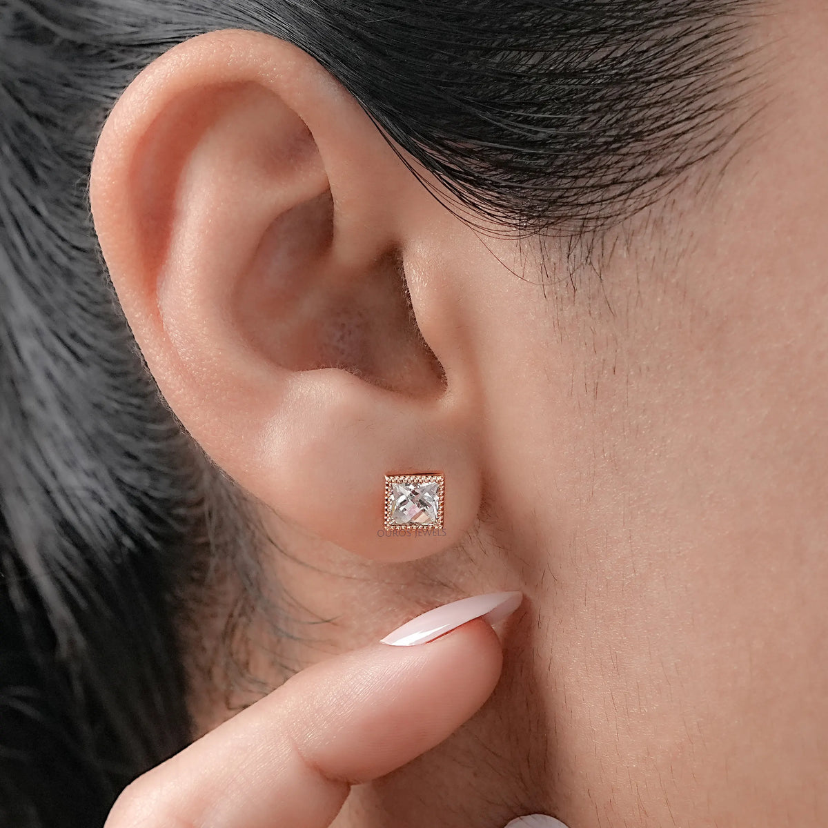 French Cut Lab Grown Diamond Earrings Earring