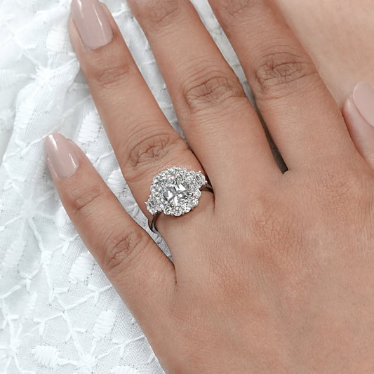 Old Mine Cushion Cut Halo Diamond Engagement Ring Ring