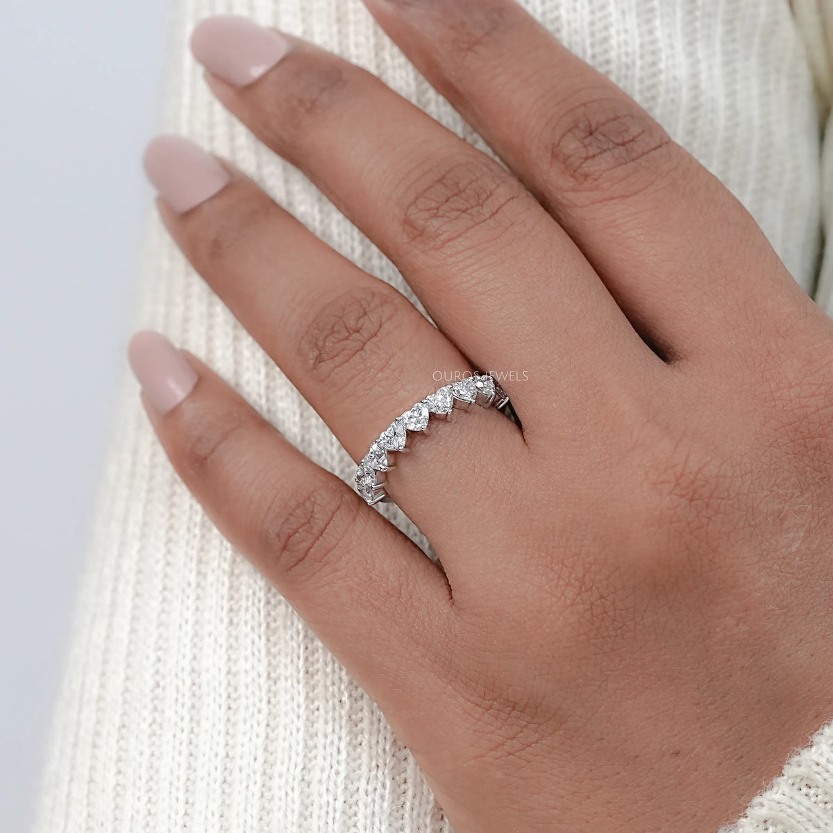 Heart Cut Lab Grown Diamond Wedding Band Rings