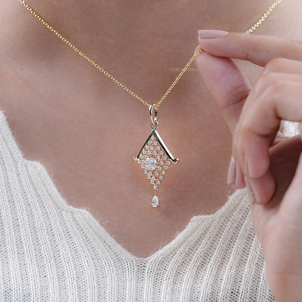 Portuguese Round Cut Lab Diamond Pendant Necklaces