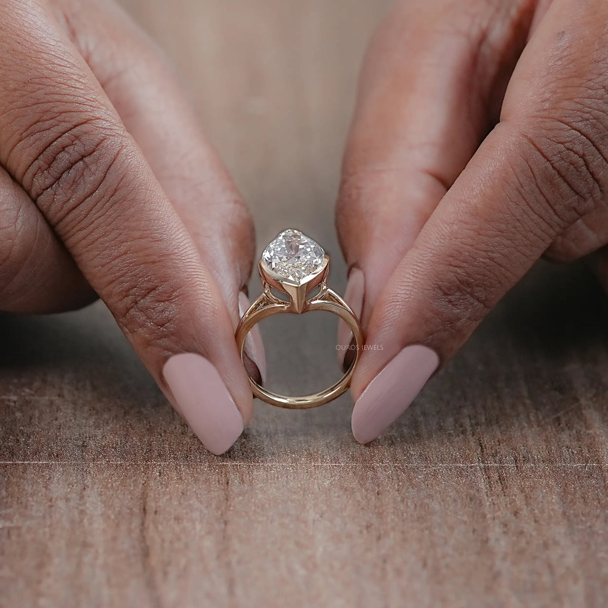 Marquise Lab Diamond Half Bezel Set Split Shank Ring Rings