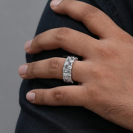 Baguette And Round Brilliant Cut Unisex Rings For Couples Ring