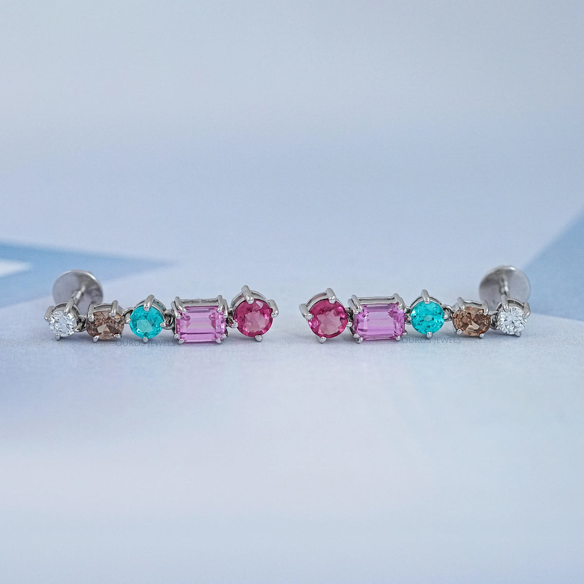 Multi Shape And Gemstone Dangle Drop Earrings Earrings