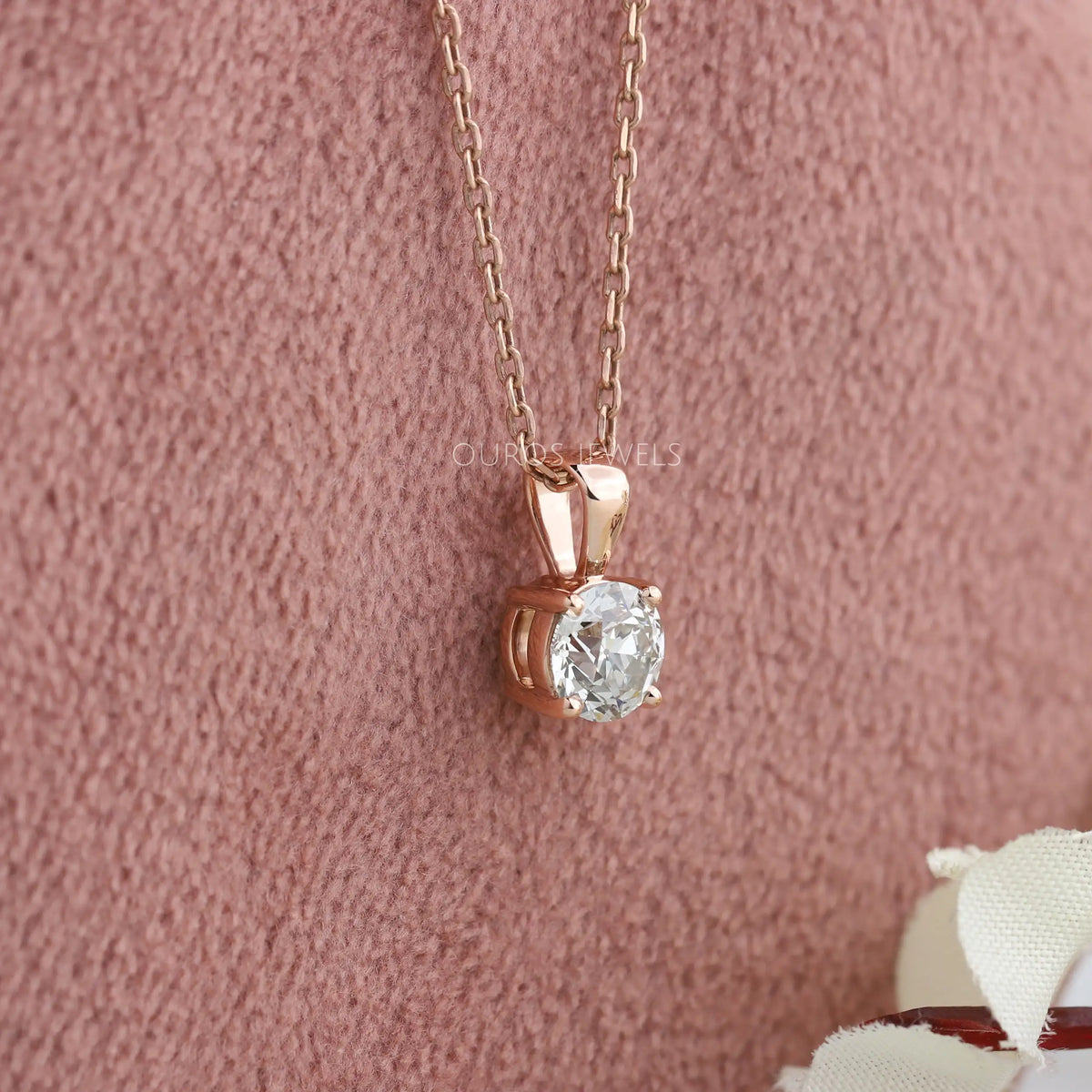 Old European Round Cut Solitaire Pendant Necklaces