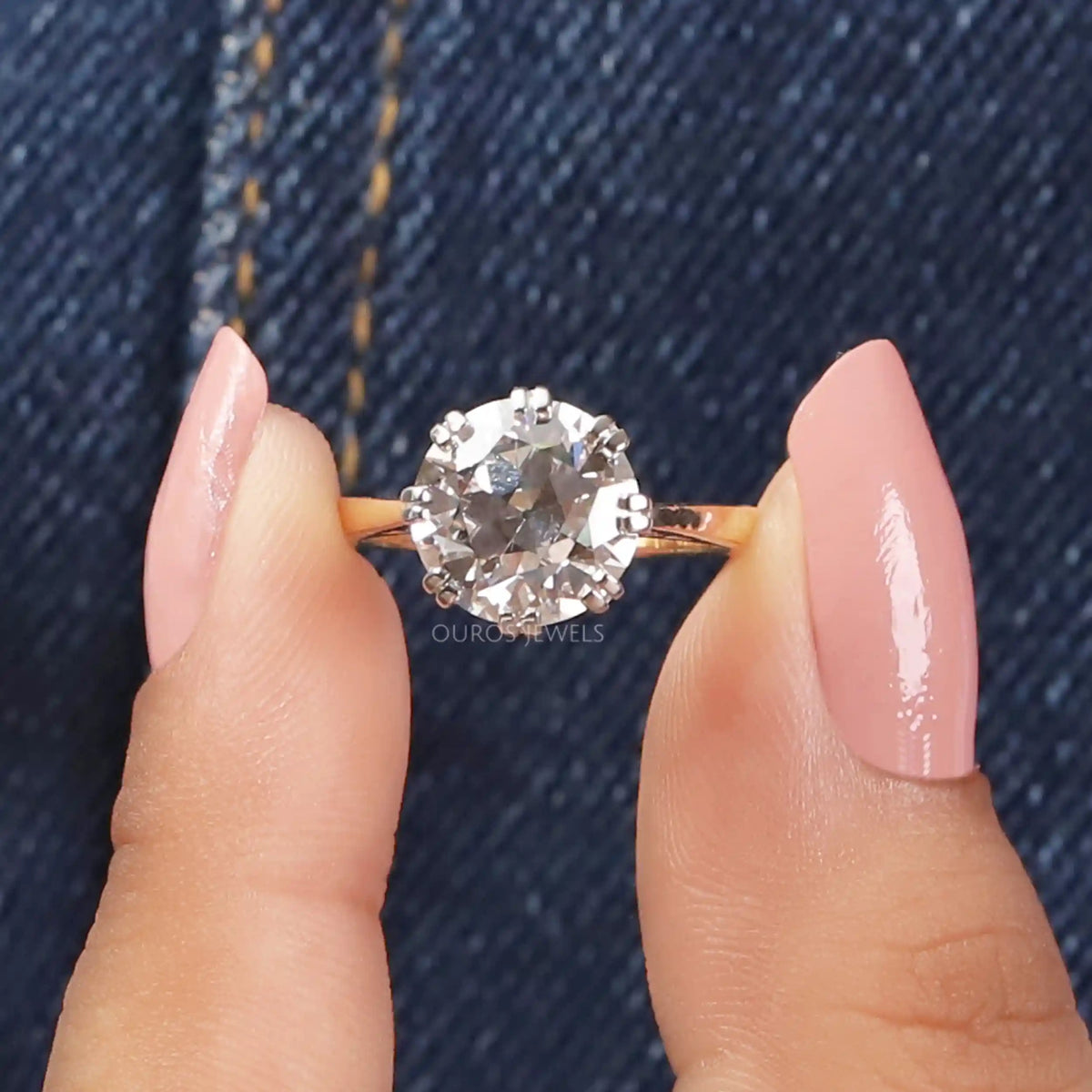 Old European Round Cut Solitaire Engagement Ring Rings