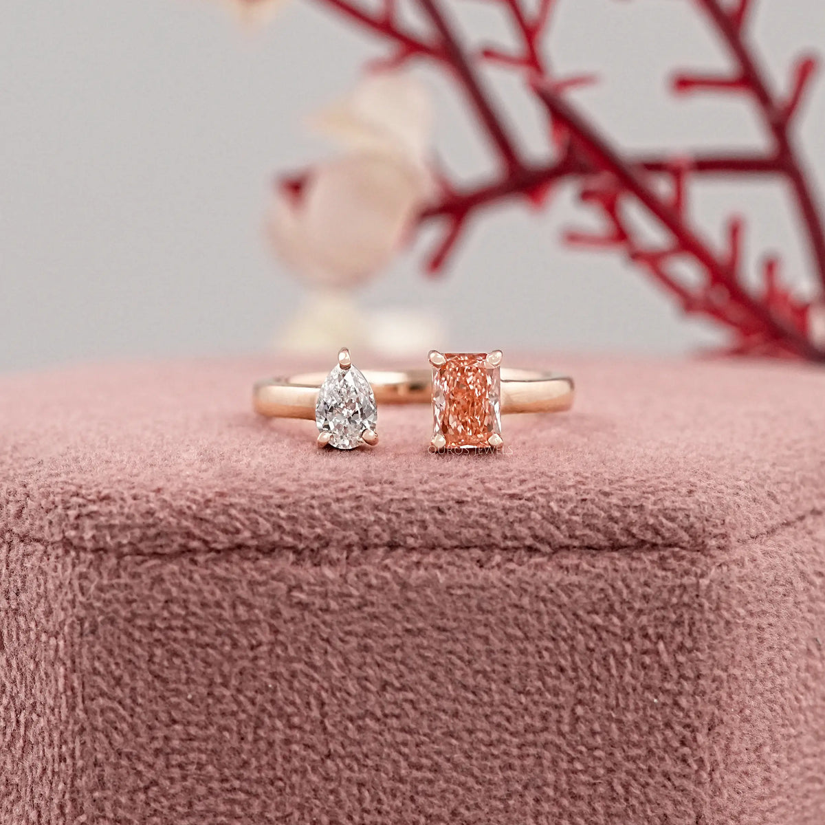 Pear And Radiant Lab Diamond Toi Et Moi Ring Ring
