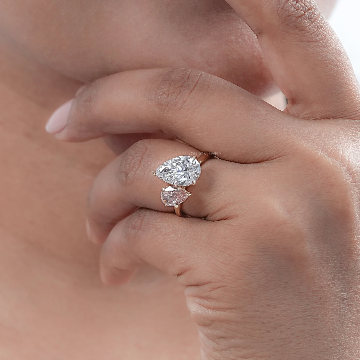 Pear Dual Lab-Grown Diamond Engagement Ring Ring