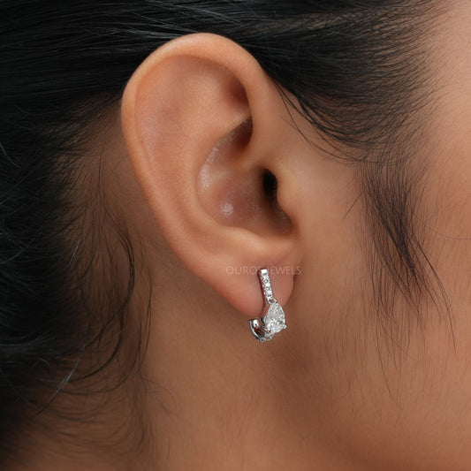 Pear Lab Grown Diamond C Hoop Earring Earrings
