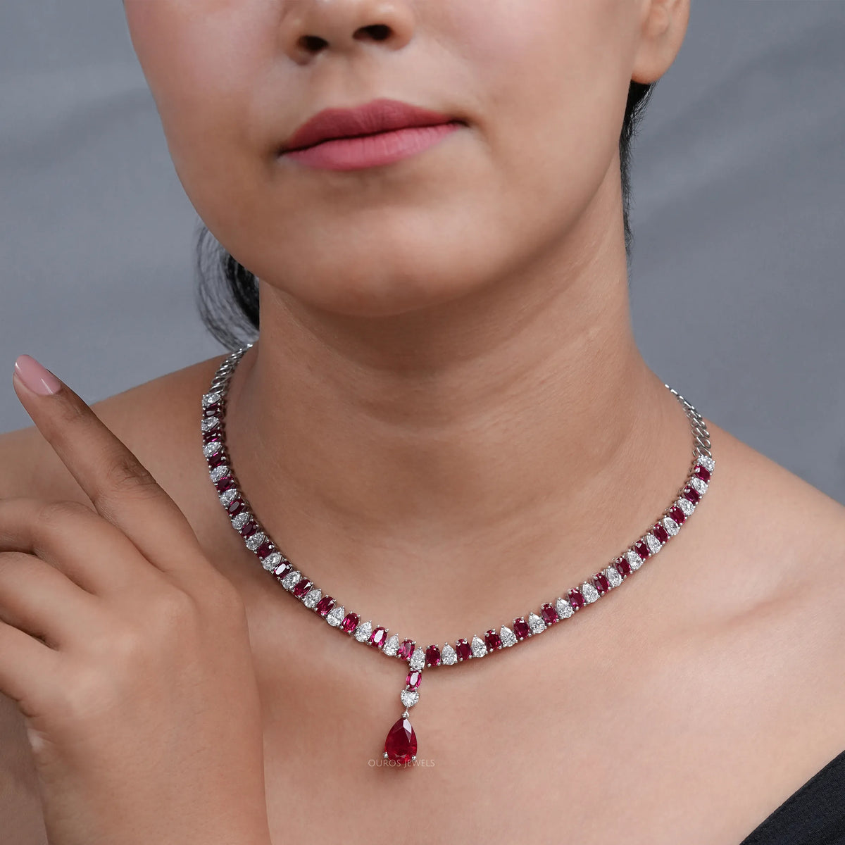 Ruby Gemstone & Lab Grown Diamond Necklace Necklaces