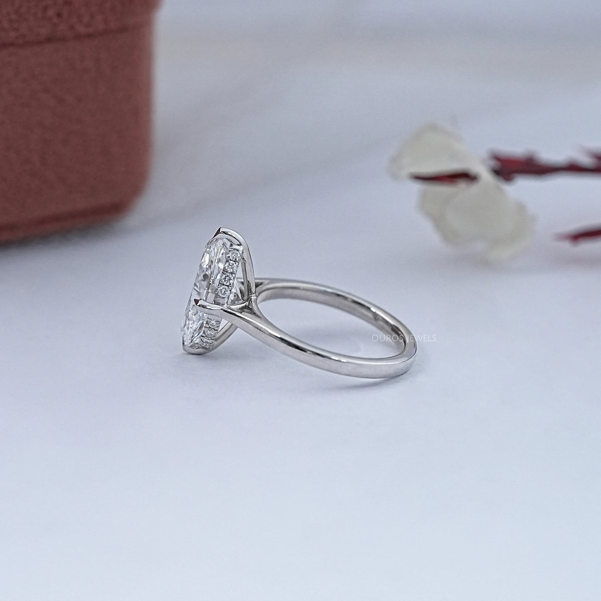 3 Carat Oval Hidden Halo Engagement Ring Ring