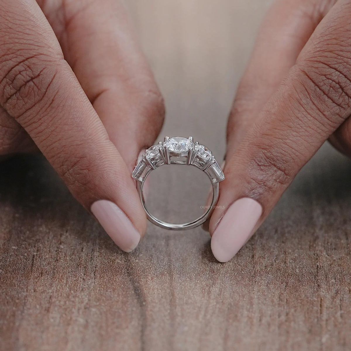 Five Stone Round Lab Diamond Engagement Ring