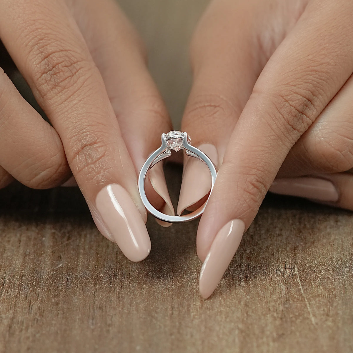 Oval Diamond Solitaire Split Shank Engagement Ring Ring