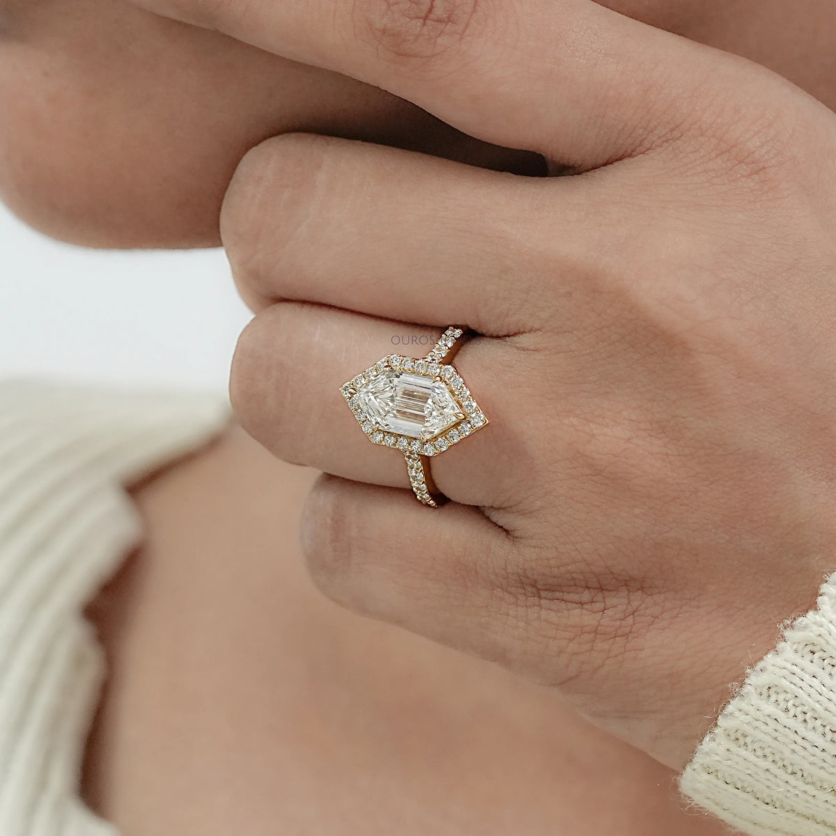 Step Cut Dutch Marquise Diamond Halo Accent Ring (Copy) Ring
