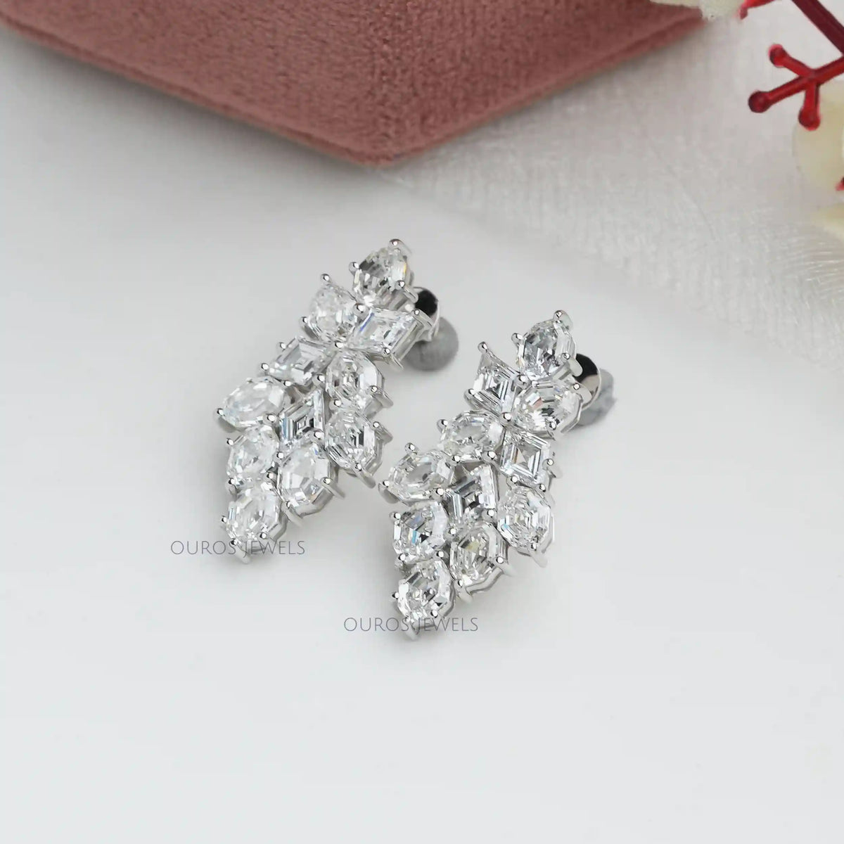 Step Cut Moval And Lonzenge Cut Lab Diamond Earrings Earrings