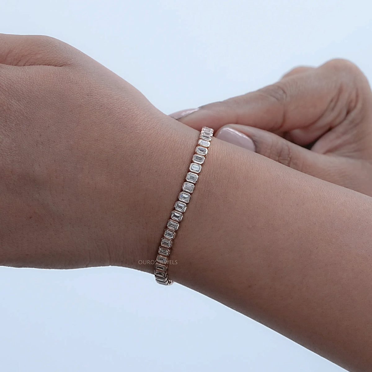 Emerald Cut Bezel Set Tennis Bracelet Bracelet