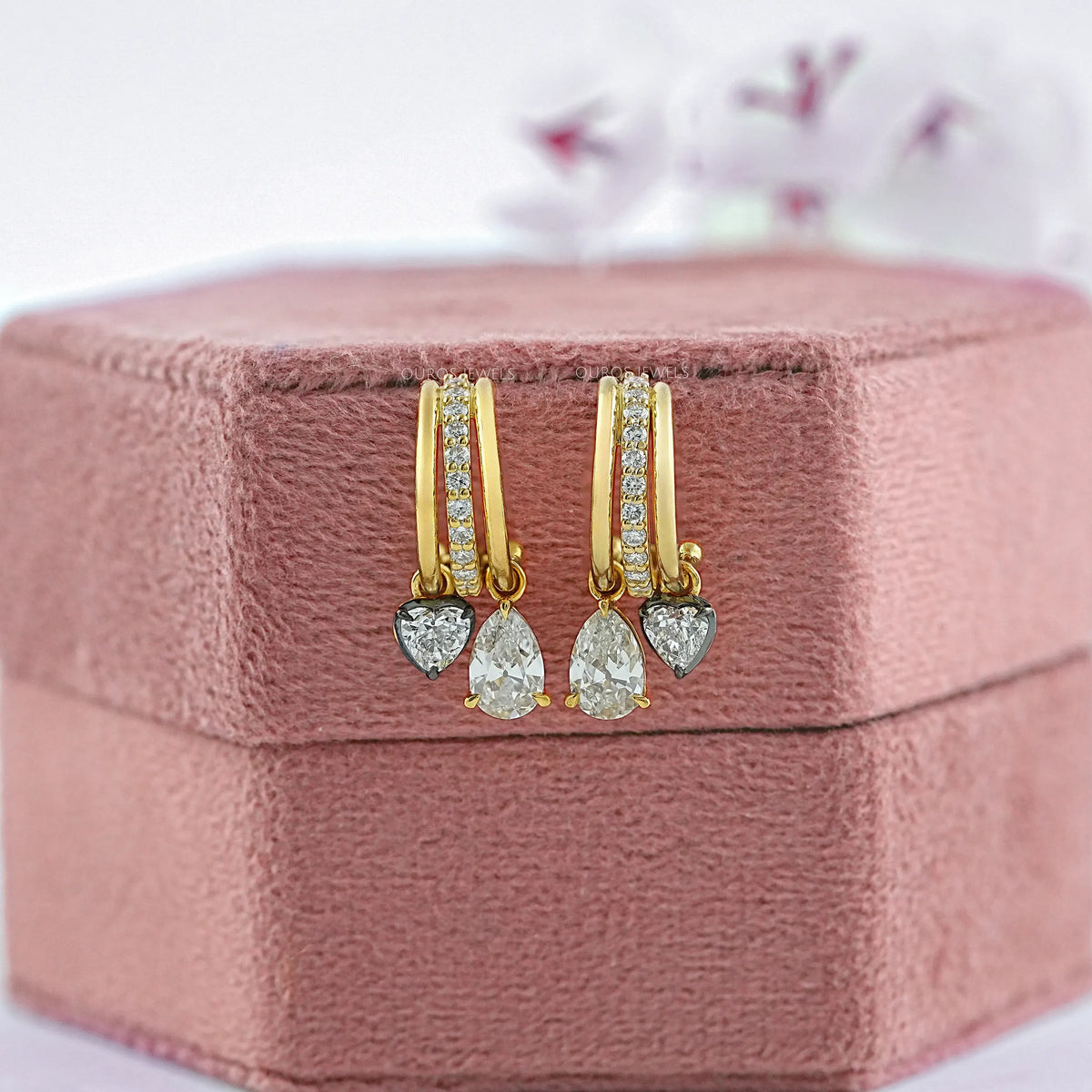 Trio Rosenschliff Runde Diamant-Halo-Ohrstecker