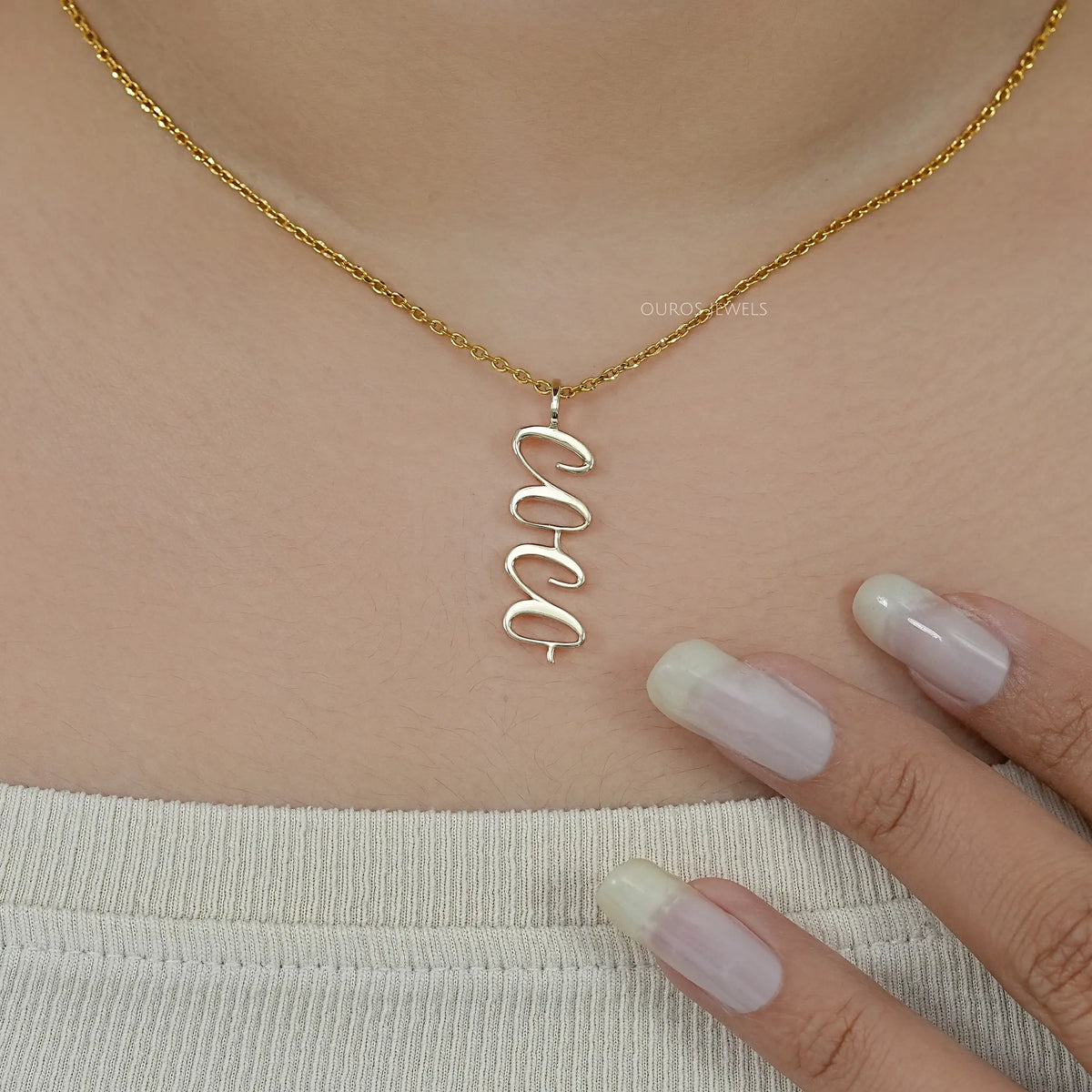 COCO Customized Letter Yellow Gold Pendant Necklaces
