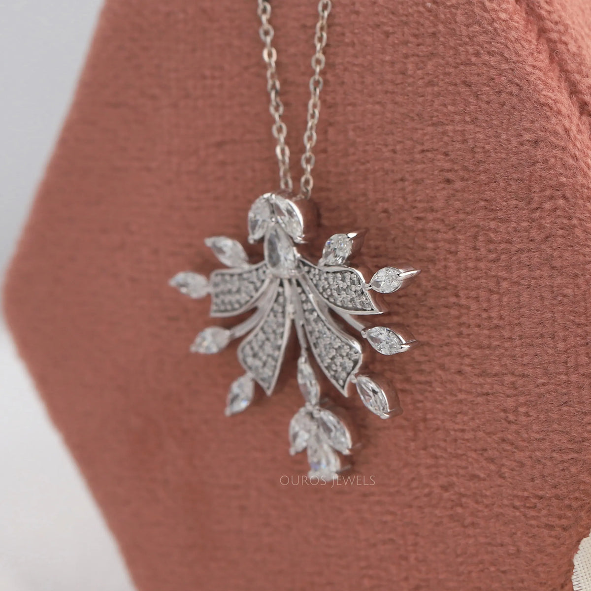 Marquise And Round Cut Cluster Diamond Pendant