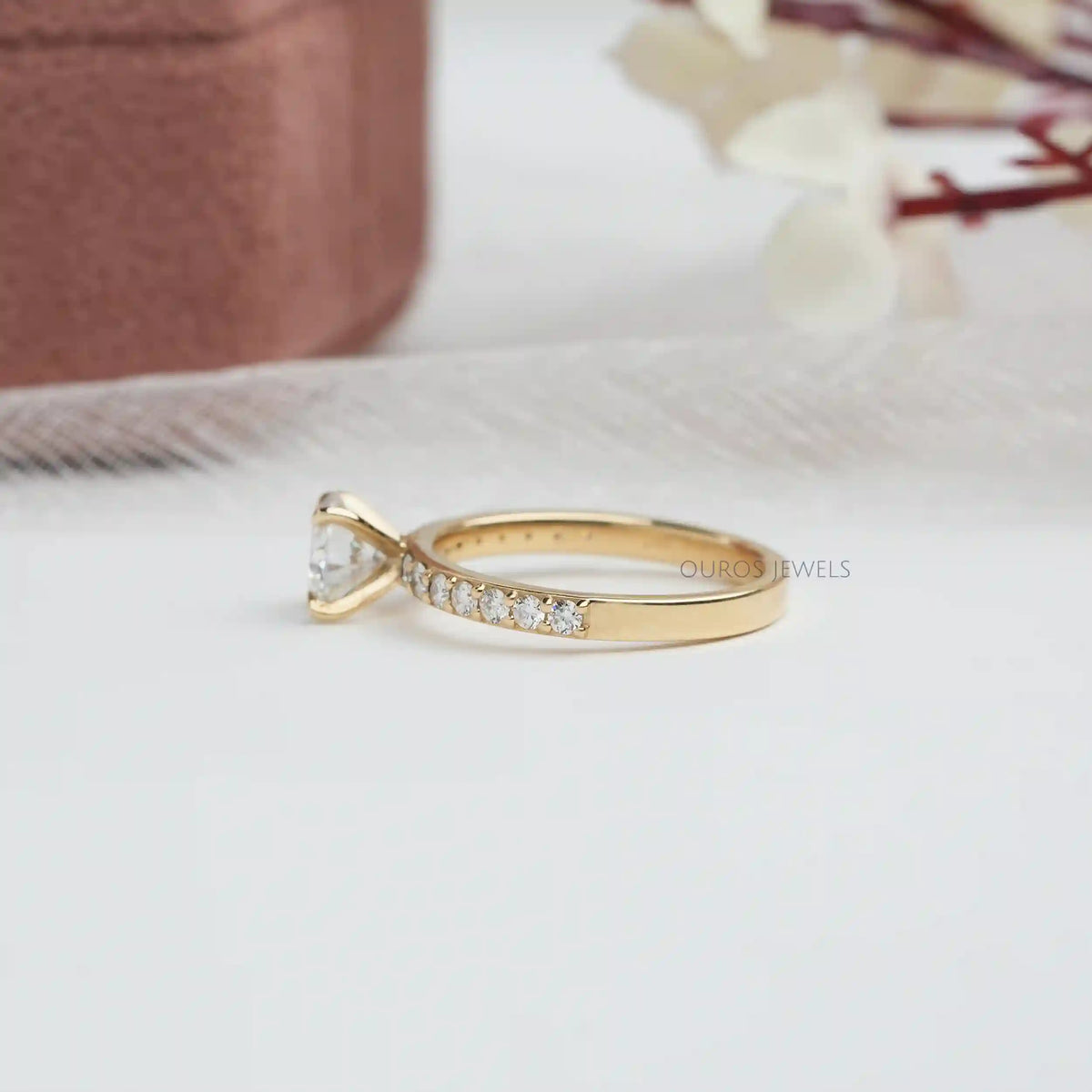 Round Cut Lab Grown Diamond Solitaire Accent Ring Ring