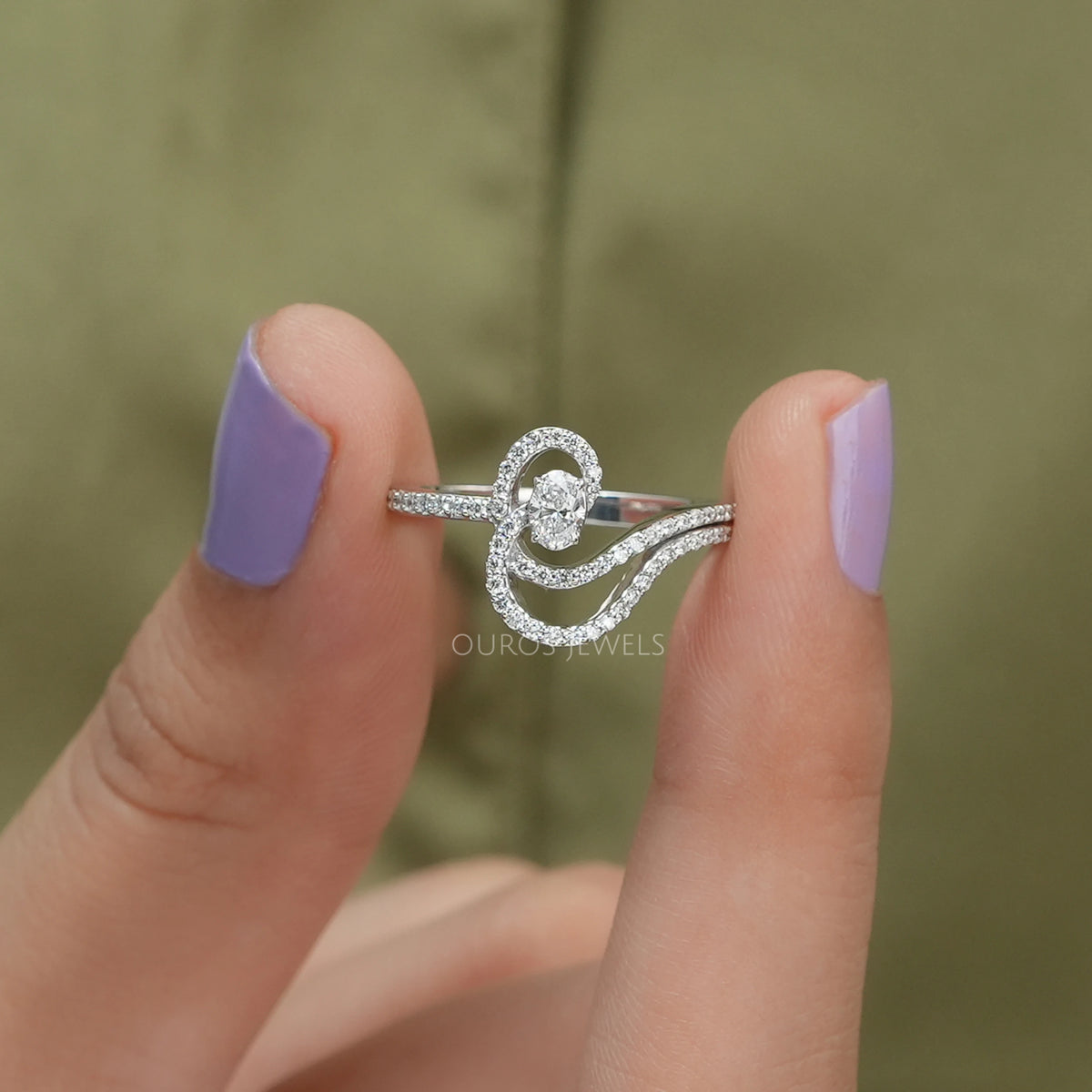 Oval Cut Lab Grown Diamond Bridal Engagement Ring