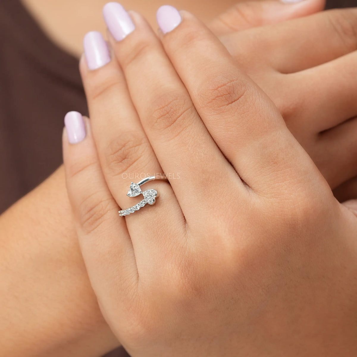 Heart Diamond Bypass Set Dainty Ring