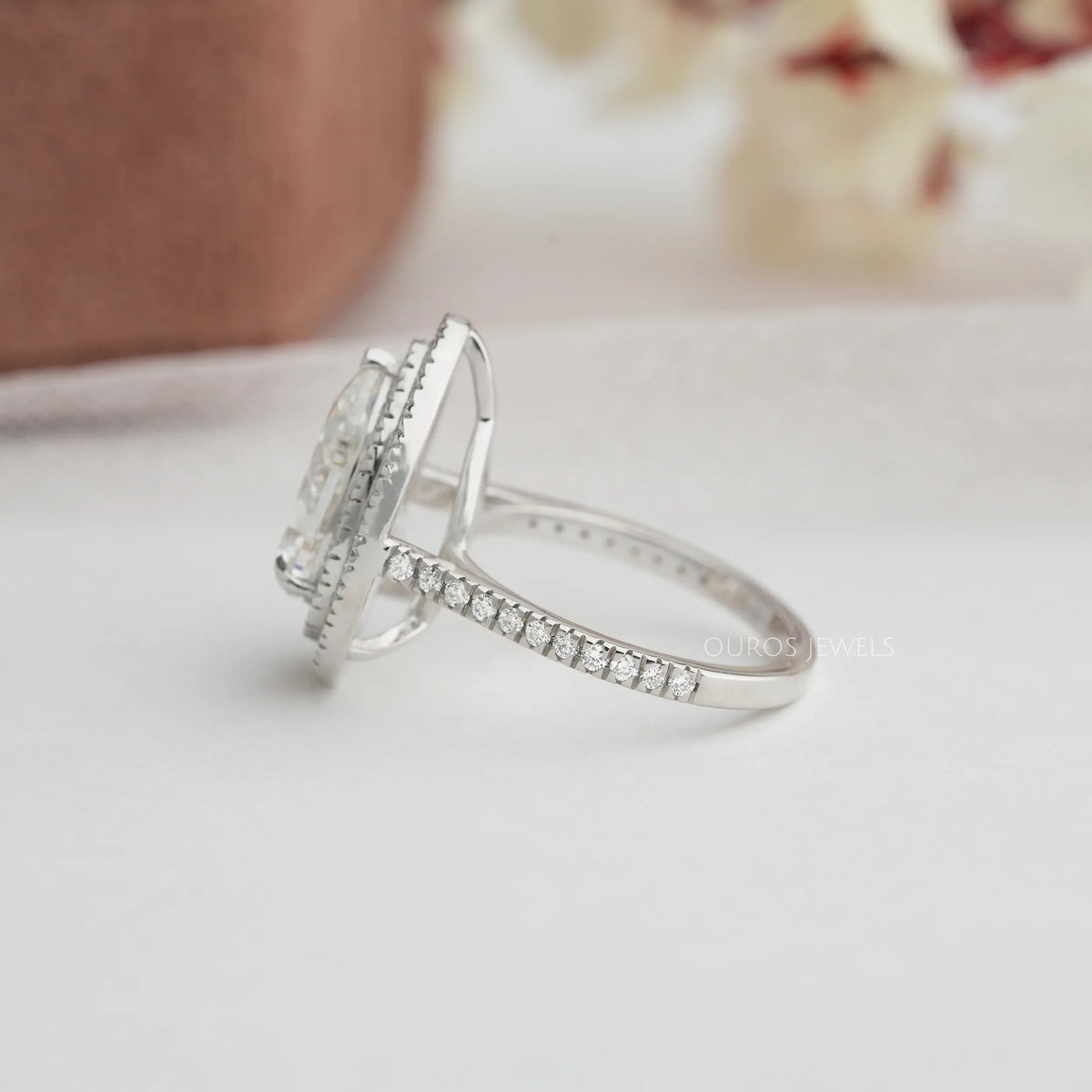 Pear Diamond Double Halo Engagement Ring