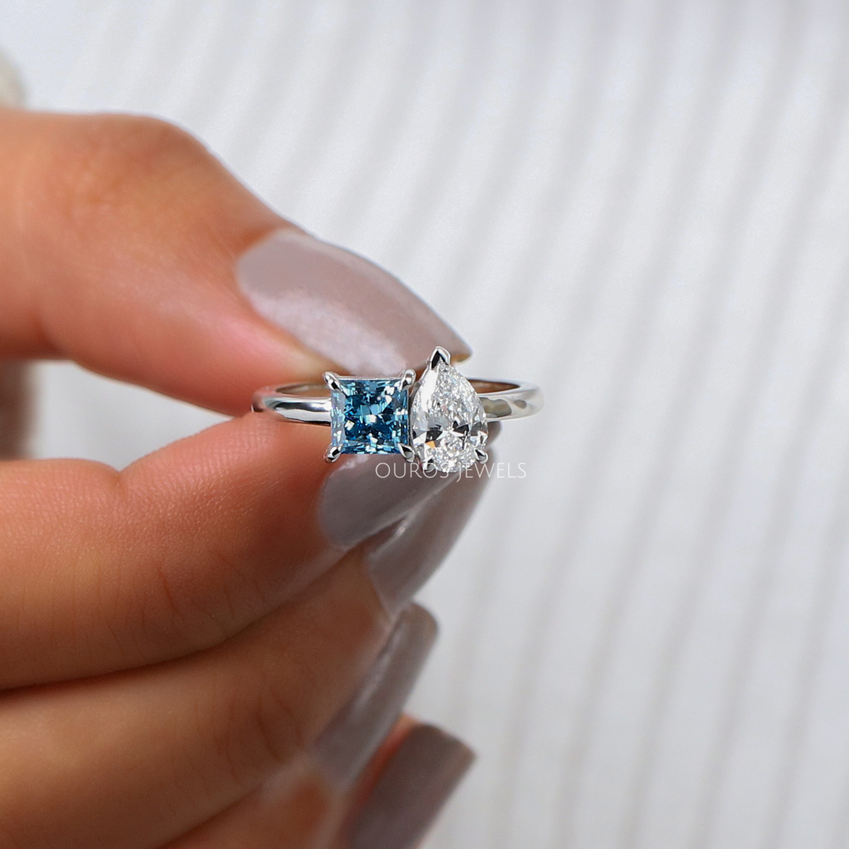 Pear and Princess Cut Toi Et Moi Ring Rings