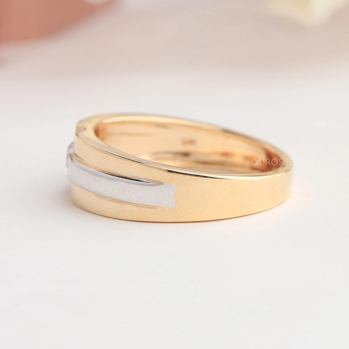 Two-Tone Round Diamond Solitaire Men's Ring