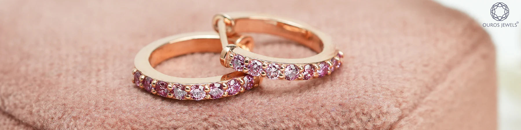 Diamond hoop earrings in rose gold