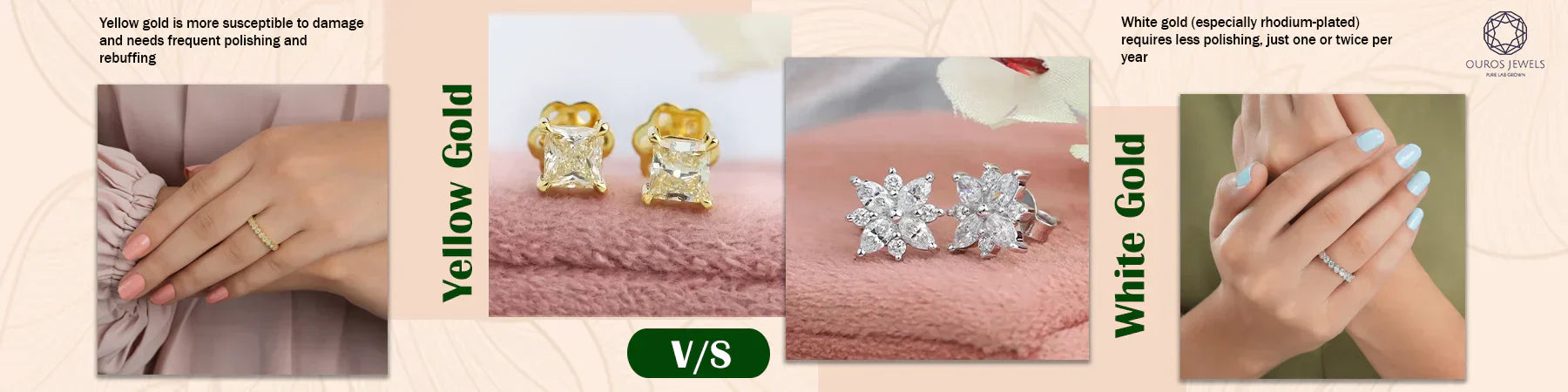 Image showing comparison between Yellow Gold VS White Gold 