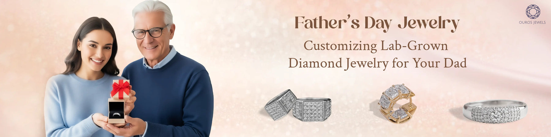 Image showing a Daughter gifting lab-grown diamond ring to her dad as Father’s Day Jewelry Gift