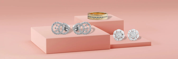 Image showing lab grown diamond jewelry including earrings,rings all under $500