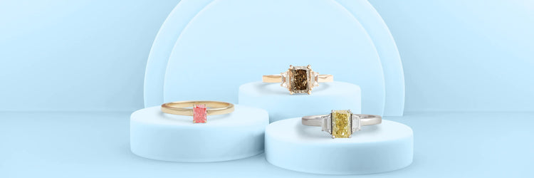 Image showing fancy colored Radiant Cut Lab-Grown Diamond Engagement Rings