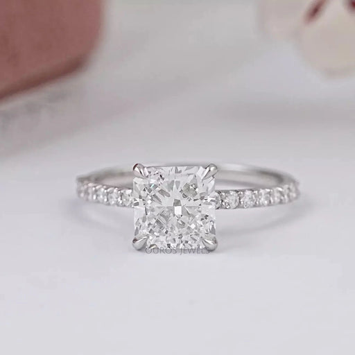 Square Radiant Lab Diamond Solitaire Accent Ring Rings