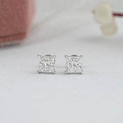 Princess Cut Lab Grown Diamond Stud Earring