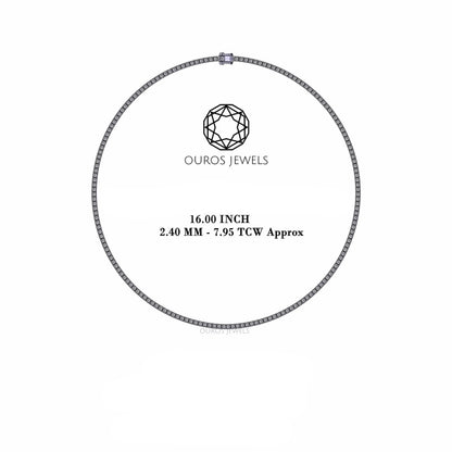 Stunning Round Cut Lab Diamond Tennis Necklace 2.40 MM Necklaces